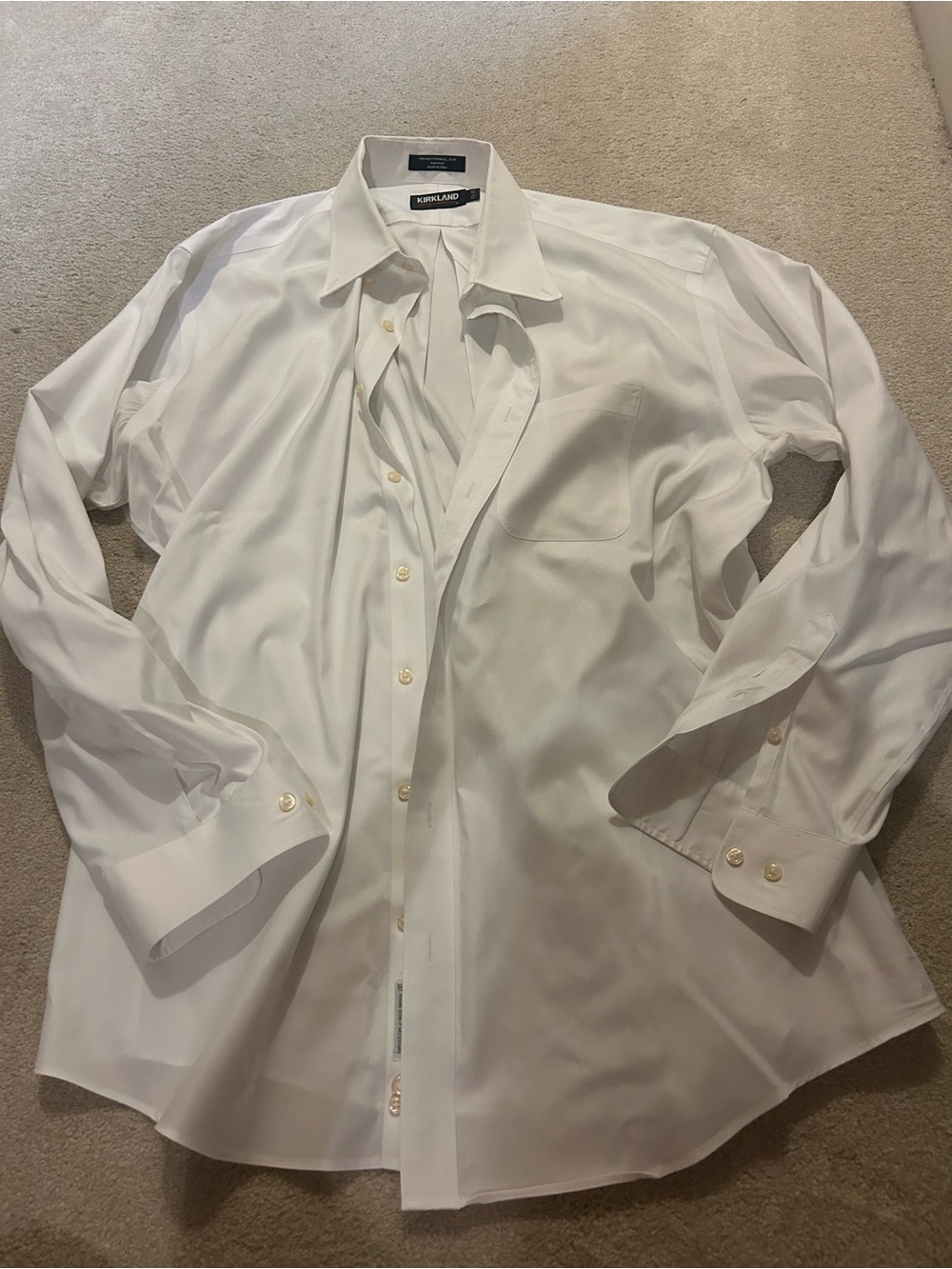 Kirkland Signature Men's White Button-Front Dress Shirt